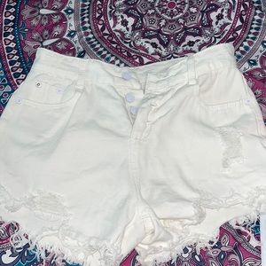 White ripped Jean shorts